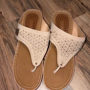 Harence beige arch support cutout design wedge sandals women’s 42